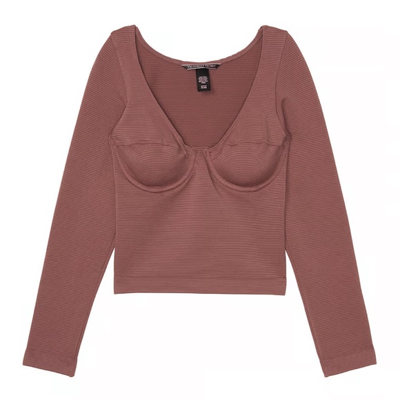 Victoria’s Secret Long Sleeve Mauve Corset Top - Picture 3 of 12
